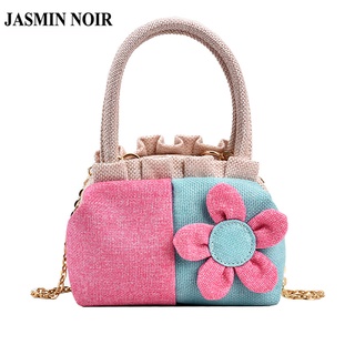 Jasmin Noir กระเป๋าถือถัก ลายดอกไม้ มีสายโซ่คล้อง สําหรับสตรี