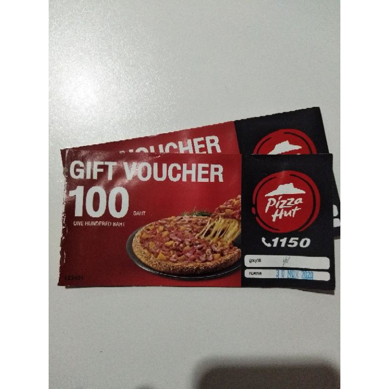 Gift Voucher Pizza Hut บัตรแทนเงินสด 100 บาท 10 ใบ **ส่งฟรี Shopee