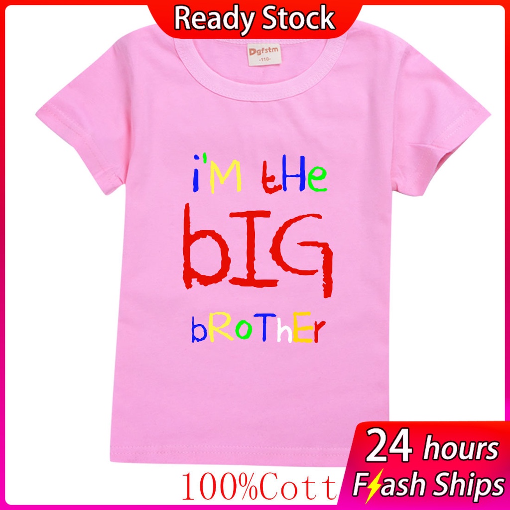 Ebay Im Big Brother Kids เด็กใหม่เสื้อยืดแฟชั่นสาวน่ารักพิมพ์แขนสั้นเด็กชายสบายๆและสะดวกสบายผ้าฝ้ายร