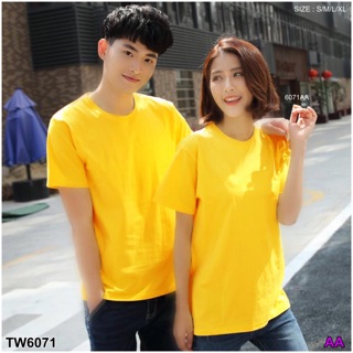 TwinsShopVip💗พร้อมส่ง TW6071 เสื้อยืดคอกลมสีพื้น Plain T-shirt