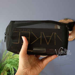 BG113 กระเป๋าเครื่องสำอาง makeup pouch แบบซิป ตาข่ายดำ ขนาดพกพา