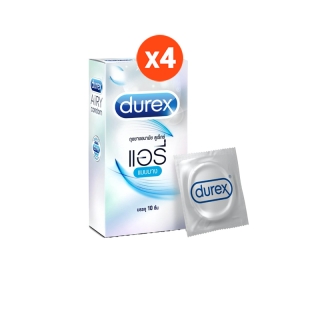 [โค้ดDUREWKM82ลด15%] ดูเร็กซ์ ถุงยางอนามัย แอรี่ 10 ชิ้น จำนวน 4 กล่อง Durex Airy Condom 10
