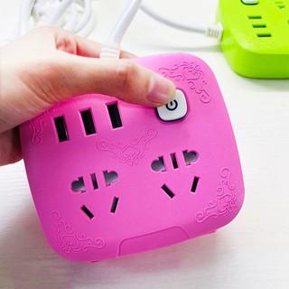 ◈☫❧พร้อมสายไฟปลั๊กรางปลั๊กไฟสี่เหลี่ยมเล็ก สายไฟพร้อมแถบซ็อกเก็ต usb พร้อมสายเคเบิลซ็อกเก็ตสามตัวพร้อมสวิตช์ควบคุม