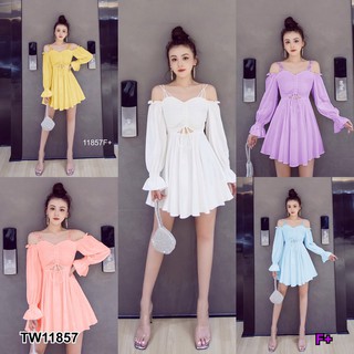 J11857 Dress เดรส สายเดี่ยว รูดอก