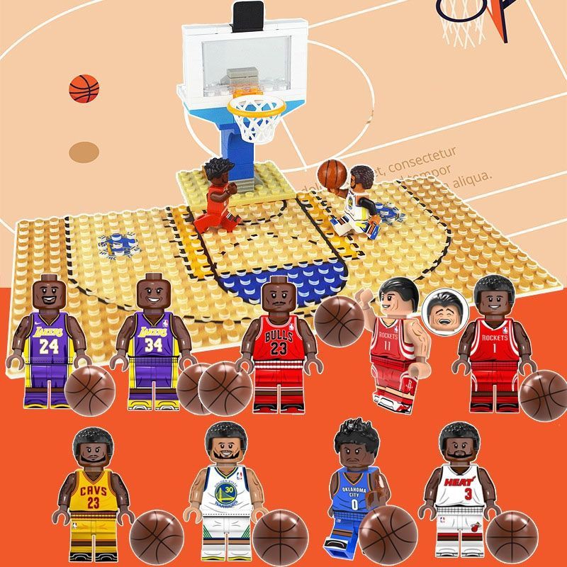 บล็อกตัวต่อบาสเก็ตบอล NBA All-Star Building Blocks ขาตั้งสนามบาสเก็ตบอล ...