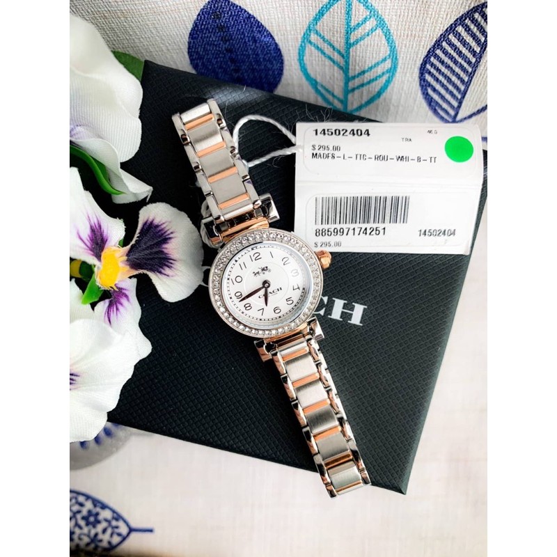 (ผ่อน0%) นาฬิกา 🌷Coach🌷 🌷Madison Ladies Crystal Rose Gold Tone Swiss Quartz Watch 🌷ขนาด 24 mm สแตนเลส สีทูโทน