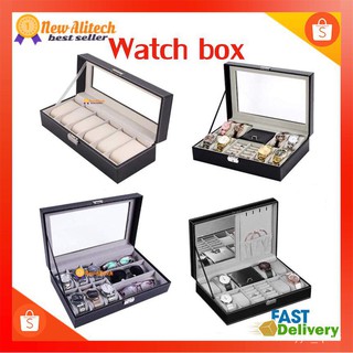 New Alitech C06 C08 Watch Box 3/6/10/12 Grid Leather Display Jewelry Case Organizer กล่องนาฬิกา กล่องเก็บนาฬิกาข้อมือ lm