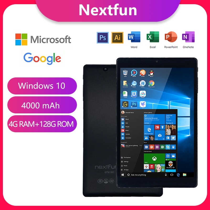 NEXTFUN Windows แท็บเล็ต 2in1 แล็ปท็อป Windows 10 แท็บเล็ต 8 นิ้ว Intel 4G RAM + 128 กรัม ROM แท็บเล็ต IPS แท็บเล็ต WiFi