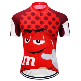 เสื้อปั่นจักรยานแขนสั้น M&amp;M สีแดง (Pre-Order)