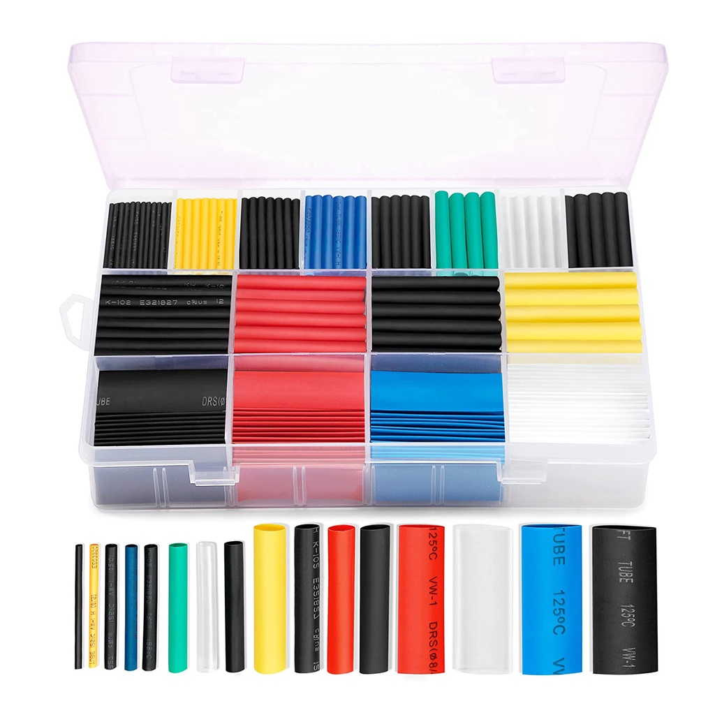 ท่อหดหุ้ม เก็บสายไฟแบบกล่อง มีหลายขนนาด 164/328/560/580ชิ้น Shrinking Heat Shrink Tube