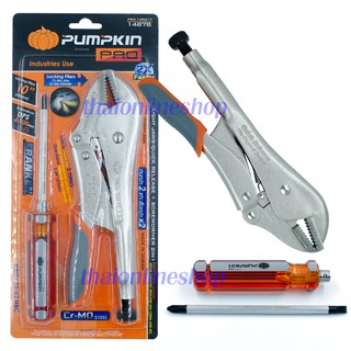 PUMPKIN PRO-10RQ คีมล็อคปากตรง (Quick Release) 10นิ้ว+ไขควงสลับ 2in1รุ่นแฟรงเกน(franken)