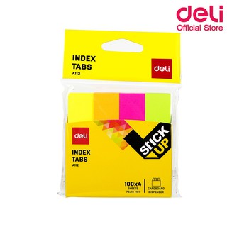 Deli A11202 Sticky Note กระดาษโน๊ตกาวสีนีออน  4x100แผ่น  76x19mm