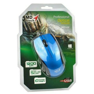 Mouse Optical MD-TECH MD-64 USB เม้าส์สาย สีดำ/ฟ้า