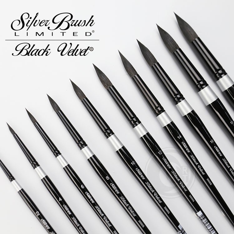 Silver Brush Black Velvet 3000S Round Watercolor Blend Squirrel and Risslon