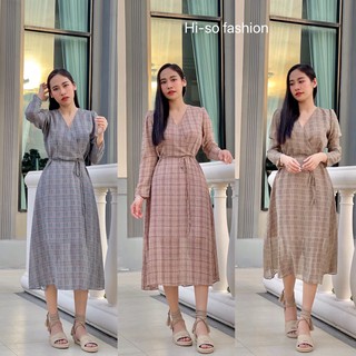H583 เดรสยาว ผ้าชีฟอง Hi-so fashion