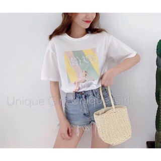 พร้อมส่ง เสื้อยืดโอเว่อร์ไซส์ลายปัก ทรงหลวม