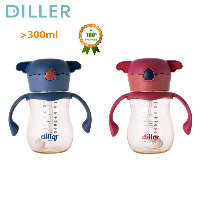 DILLER Milk Bottle with Imported PPSU, Soft Silicone Straw, With Strap and Handle , Prevent Choking,