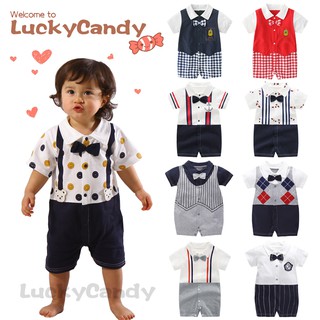 0-18 เดือน Baby Romper ชุดหล่อลูกชาย Bow Tie Short Sleeve Parties Ceremonies Birthday ชุดเด็กอ่อน ชุดเด็กแรกเกิด ชุดบอดี้สูทเด็กผู้ชาย Baby Suit Baby Clothes Clothing One Piece