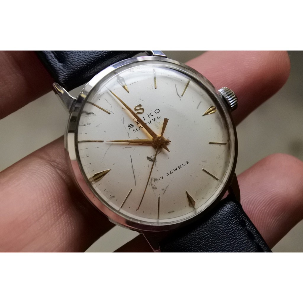 Seiko Marvel ขาย นาฬิกา ของแท้ มือสอง Vintage 17j Manual Winding Watch  Serviced สภาพสวยคลาสสิค