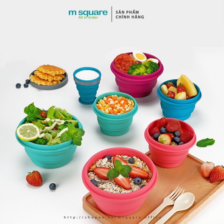 ของแท้ Msquare ถ้วยซิลิโคนพับได้ขนาดพกพาอเนกประสงค์ 90ml-200ml-1000ml