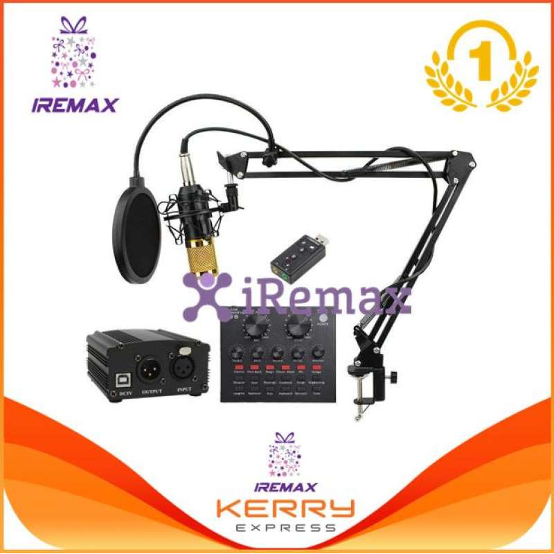 iRemax BM800 พร้อมอุปกรณ์ห้องอัดครบเซ็ต ไมค์อัดเสียง, ขาตั้งไมค์, Mic Pop Filter, Phantom 48V, USB S