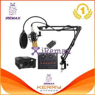 iRemax BM800 พร้อมอุปกรณ์ห้องอัดครบเซ็ต ไมค์อัดเสียง, ขาตั้งไมค์, Mic Pop Filter, Phantom 48V, USB Sound ,V8 Audio Card