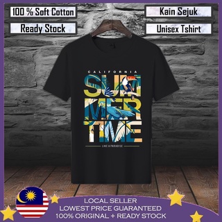 เสื้อยืด ผ้าฝ้าย 100% พิมพ์ลาย SUMMER TIME Viral Lelaki สําหรับผู้ชาย