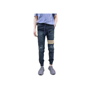 Jogger Pants กางเกงขาจั้มจ๊อกเกอร์ เอวยางมีเชือกสีดำสนิมผ้ายืด ทรงสลิม Size 28-36 รับชำระปลายทาง