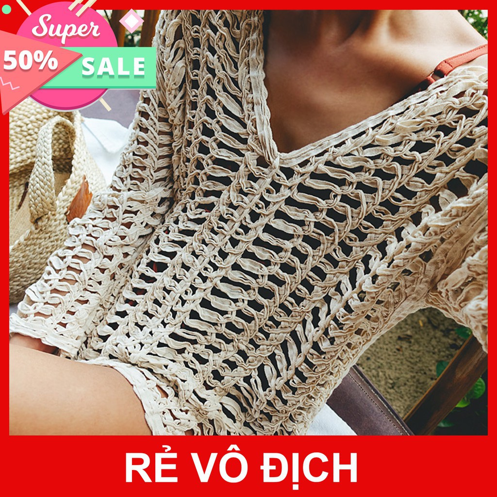[BIKINI COAT AND BEACH OUTER JACKET] เสื้อเชิ้ตตาข่าย Chau Bui ถักหนาหรูหรา
