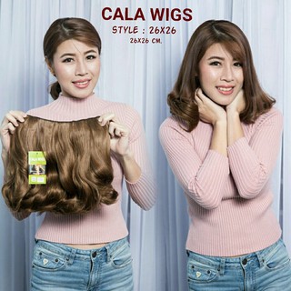 แฮร์พีช hairpiece calawigs รหัสสินค้า 26*26 กว้าง26cmยาว26cm ชิ้นหนาพิเศษไหมด้านเหมือนผมจริง แฮร์พีชลอนสั้น