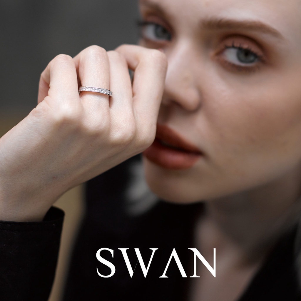 SWAN خاتم فضة Princess Cut Channel بزركون — صورة 7