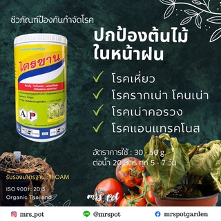 ไตรซาน AP ขนาด 50g เชื้อไตรโครเดอร์ม่า ชีวภัณฑ์ปกป้องกำจัดโรคพืช