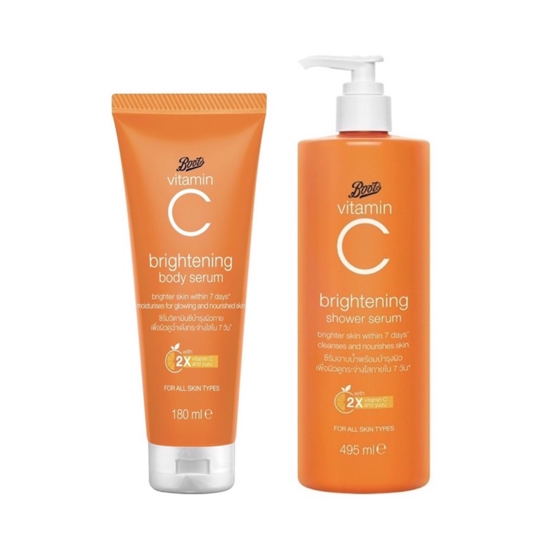 Boots Vitamin C Brightening Body Serum บู๊ทส์ วิตามิน ซี ไบร์ทเทนนิ่ง บอดี้ ซีรั่ม & ครีมอาบน้ำ