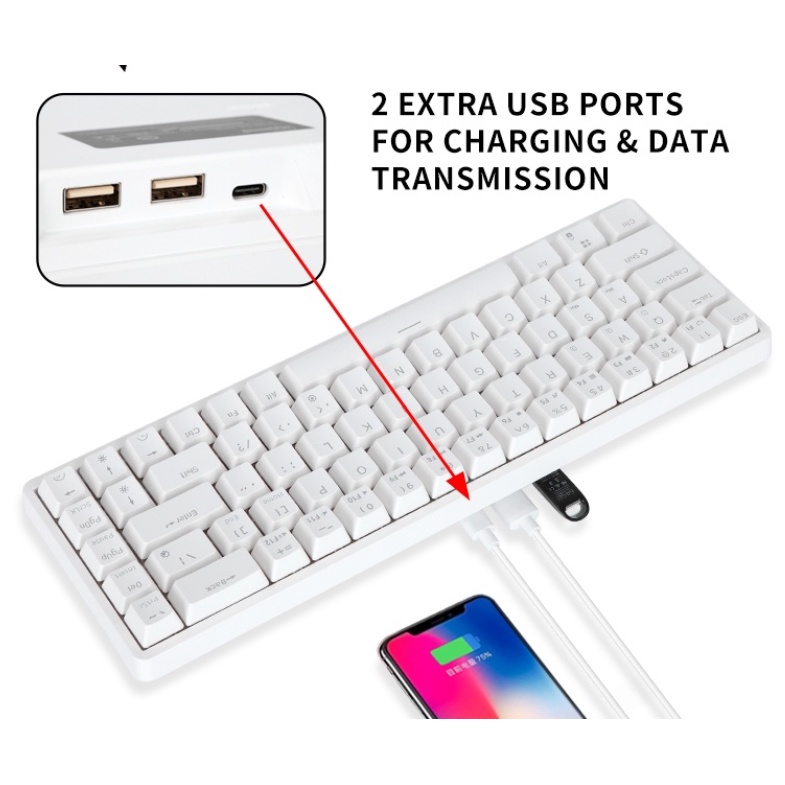 Royal Kludge RK68 RGB Hotswap USB HUB คีย์บอร์ดเกมมิ่งคีย์ไทย ไร้สายบลูทูธและมีสาย เปลี่ยนสวิตซ์ได้ เลเซอร์ไทย - English #8