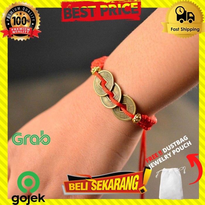 MERAH RED STRAP BRACELET สําหรับผู้ชายและผู้หญิง UNISEX 5COINS SIMPLE G258