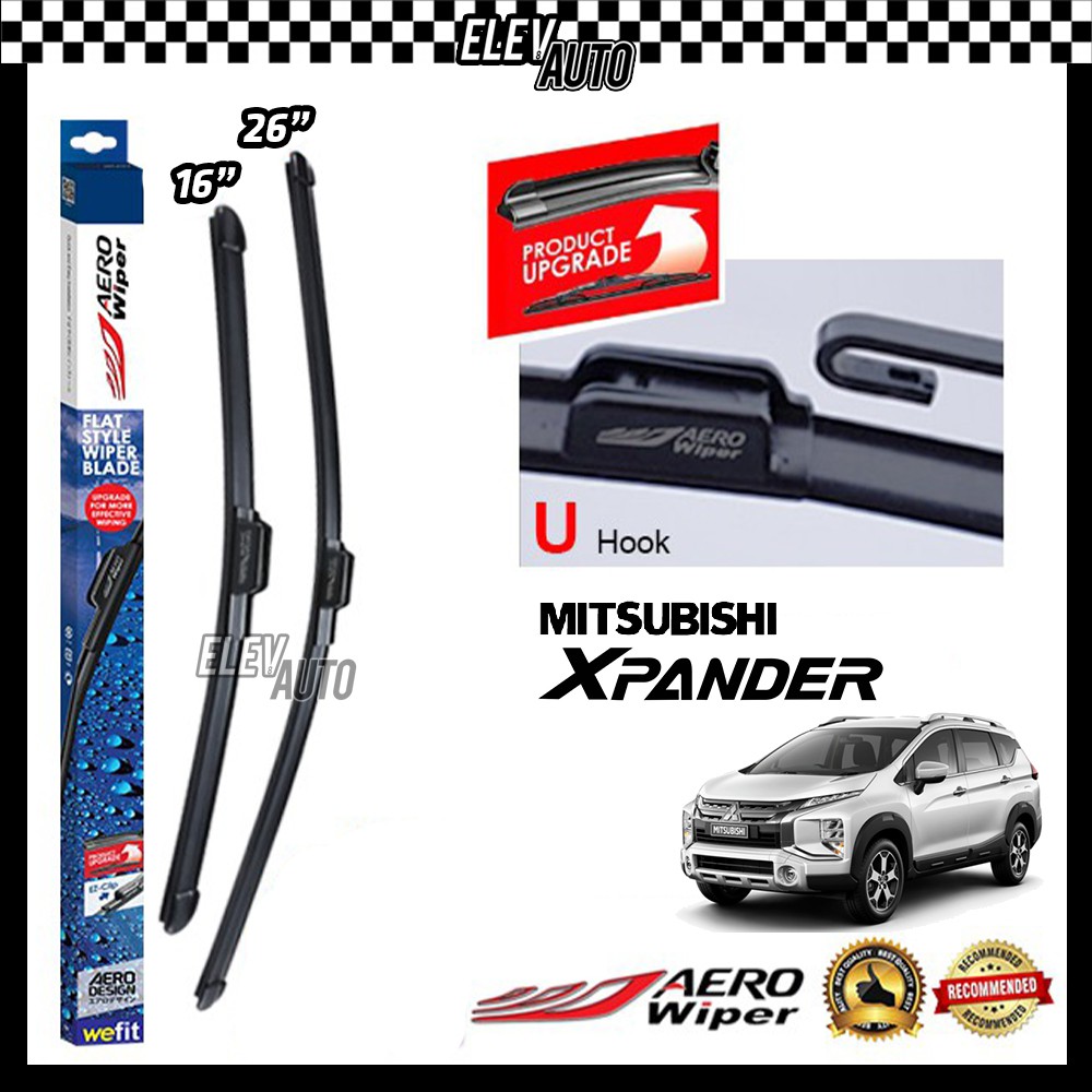Mitsubishi Xpander X Pander AERO Premium Frameless Flat Blade Wiper U Hook (16"/26")