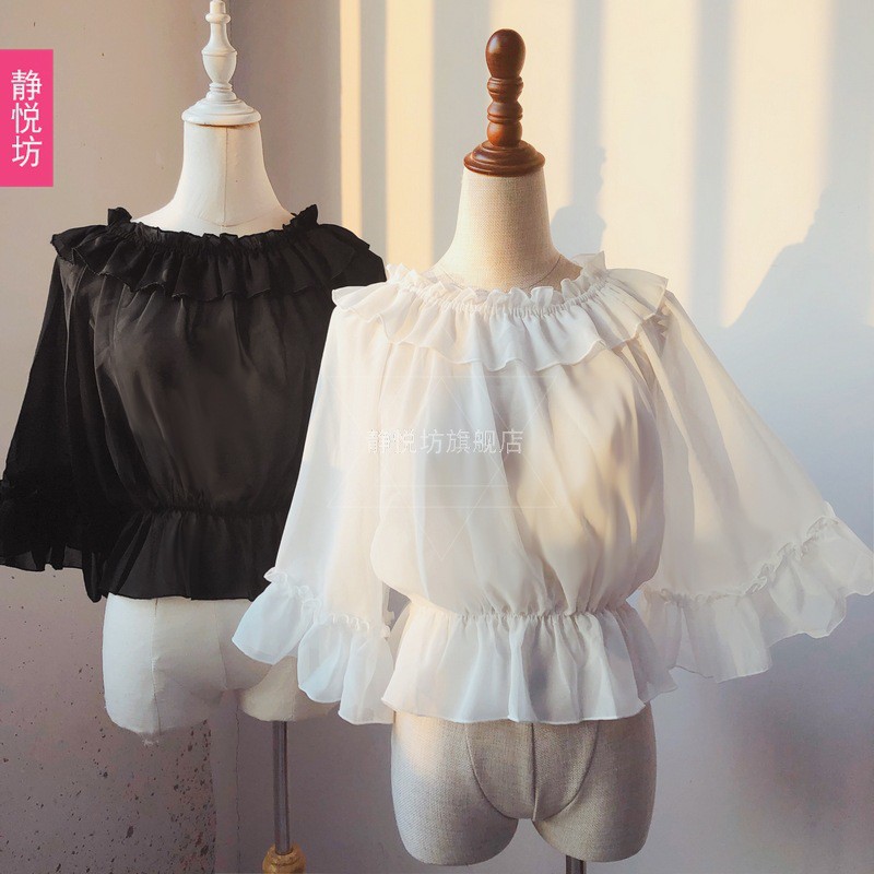 เสื้อชีฟองคอปกตุ๊กตา JSK เสื้อโลลิต้าบนโลลิต้าชุดประจำวันกับน้องสาวของท่อด้านบนนุ่ม