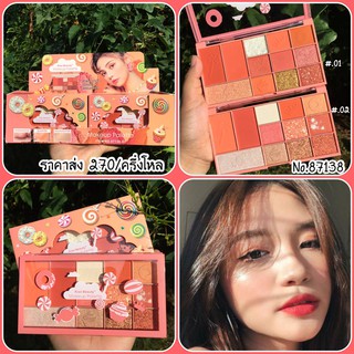 พาเลทอายเเชโดว์  โทนส้ม กลิตเตอร์น่ารัก NO.87138-03 EYESHADOW PEACHY LOLIPOP 🍑 by KISS BEAUTY