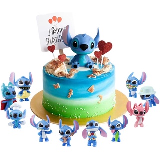 ขายดี โมเดลฟิกเกอร์ Lilo &amp; Stitch น่ารัก ขนาดเล็ก สําหรับตกแต่งบ้าน เค้กวันเกิดเด็ก 10 ชิ้น