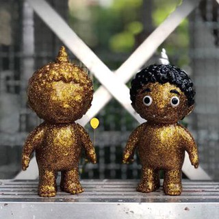 Cometdebris Oni Kid Gold Glitter soft vinyl - Designer Toy Art Toy Collectible