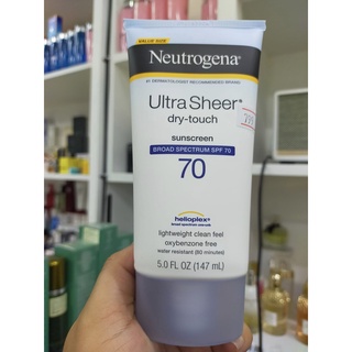 147ml Neutrogena Ultra Sheer Dry-Touch Sunscreen SPF70 ครีมกันแดด SPF70 นวัตกรรมใหม่ ช่วยป้องกันรังสี UVA ได้ดียิ่งขึ้น