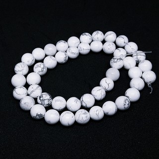 หินมงคล ฮาวไลต์ Howlite ขนาด 8, 10 มิล (แพค 10, 20 เม็ด) หินนำโชคแท้