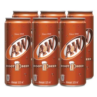 เอแอนด์ดับบลิว กลิ่นรูทเบียร์ ปริมาตรสุทธิ 325ml ยกแพ็ค 6กระป๋อง A&amp;W CAN ROOTBEER