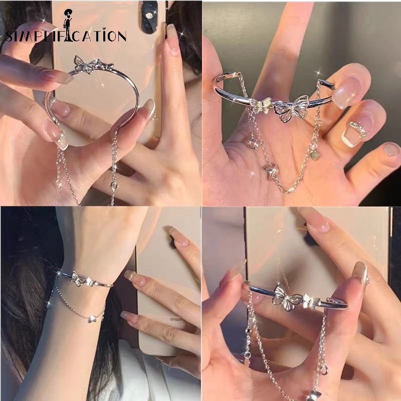วินเทจ เฉพาะ ออกแบบ อารมณ์ ผีเสื้อ สองชั้น สร้อยข้อมือ / หรูหรา สไตล์หวาน กลวง ผีเสื้อ พู่ กําไลข้อมือ ผู้หญิง