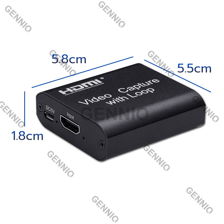 GENNIQ การ์ดจับภาพวิดีโอ HD to USB 2.0 capture card 4k 1080p FullHD สำหรับถ่ายทอดสดการบันทึกวิดีโอสตีมมิ่ง รุ่น SR42S
