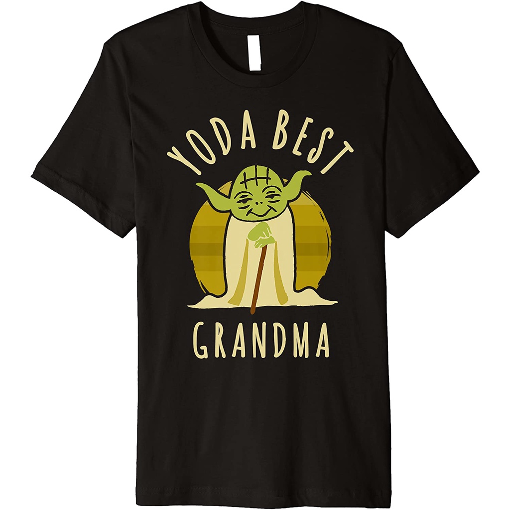 เสื้อยืด พิมพ์ลายการ์ตูน Star Wars Yoda Best Grandma Yoda พรีเมี่ยม