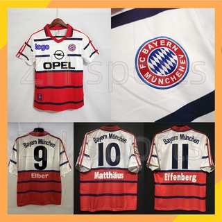 เสื้อกีฬาแขนสั้น ลายทีมชาติฟุตบอล Bayern Away 1998 2000 98/00 Elber 9 Matthaus 10 Effenberg 11 ชุดเยือน