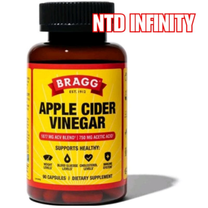 นำเข้า🇺🇸 Bragg Apple Cider Vinegar 90 Capsules - Vitamin D3 &amp; Zinc - 750mg keto  *พร้อมส่ง*