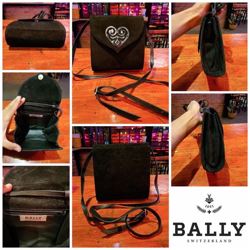 👝: BALLY Suede Leather Crossbody Bag Vintage แท้💯%