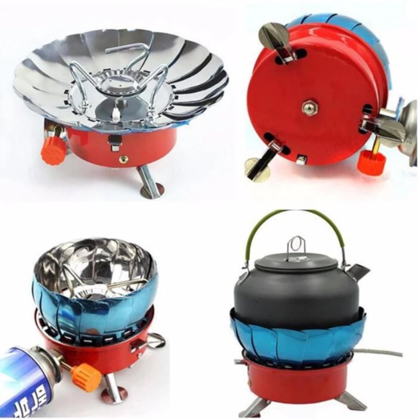 เตาแค้มปิ้งพกพา เตาแก๊สพกพา ปิคนิค แบบมีตัวกั้นลม WINDPROOF CAMPING STOVE